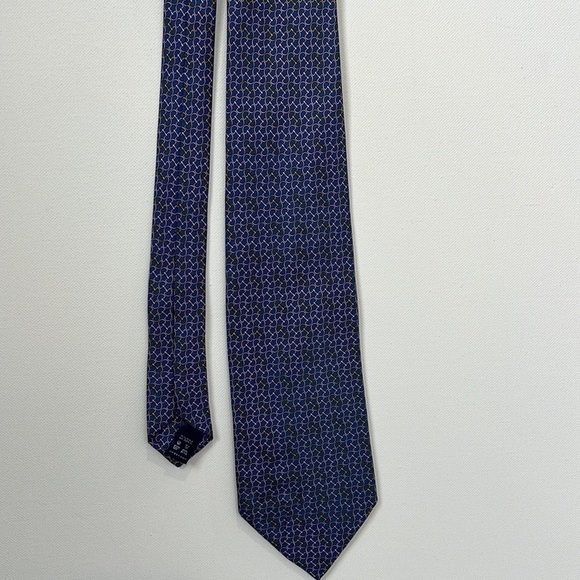 Burberry silk tie blue with pink and gold D ring design - Picture 6 of 9